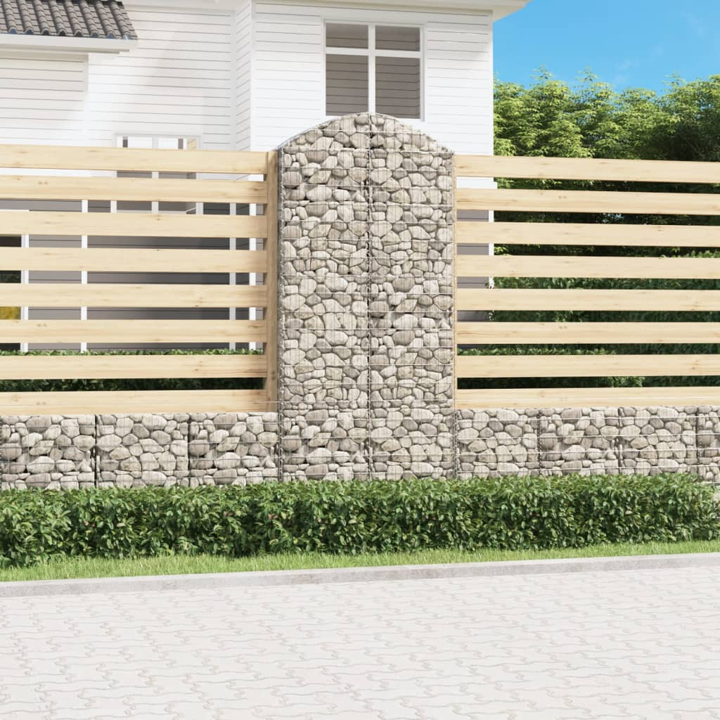 vidaXL Gabione mit Hochbogen 100x30x220/240 cm Verzinktes Eisen