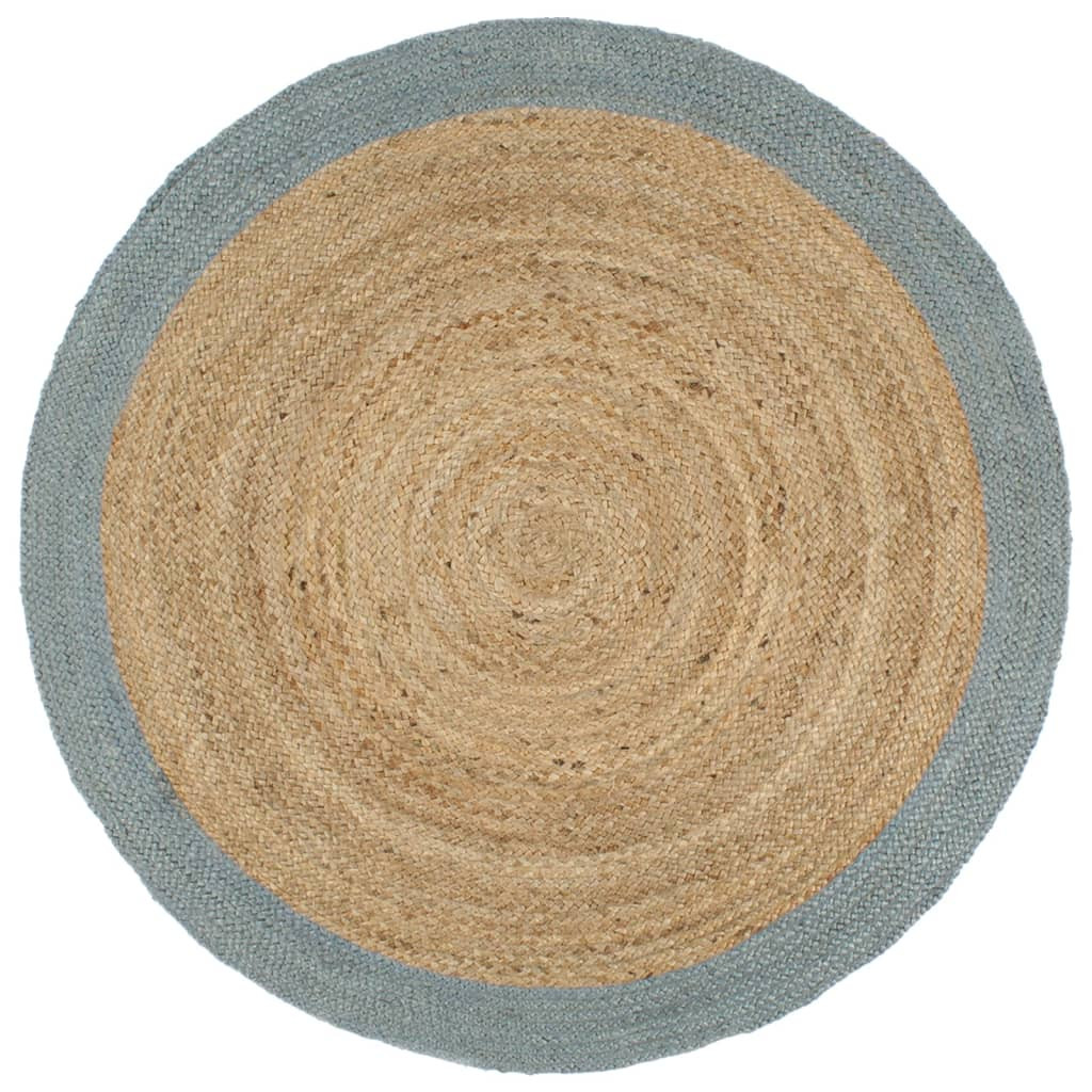 vidaXL Teppich Handgefertigt Jute mit Olivgrünem Rand 210 cm