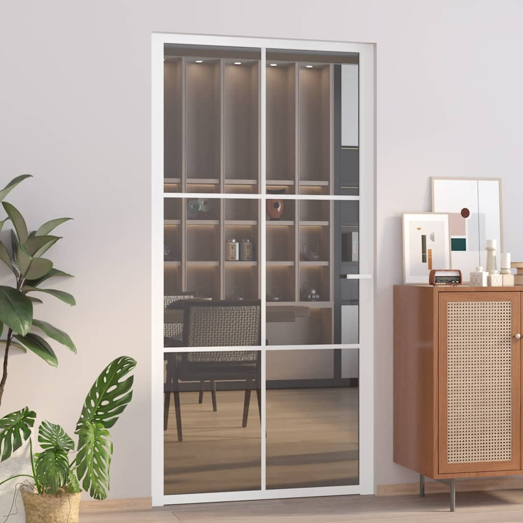 vidaXL Innentür 102,5x201,5 cm Weiß ESG-Glas und Aluminium