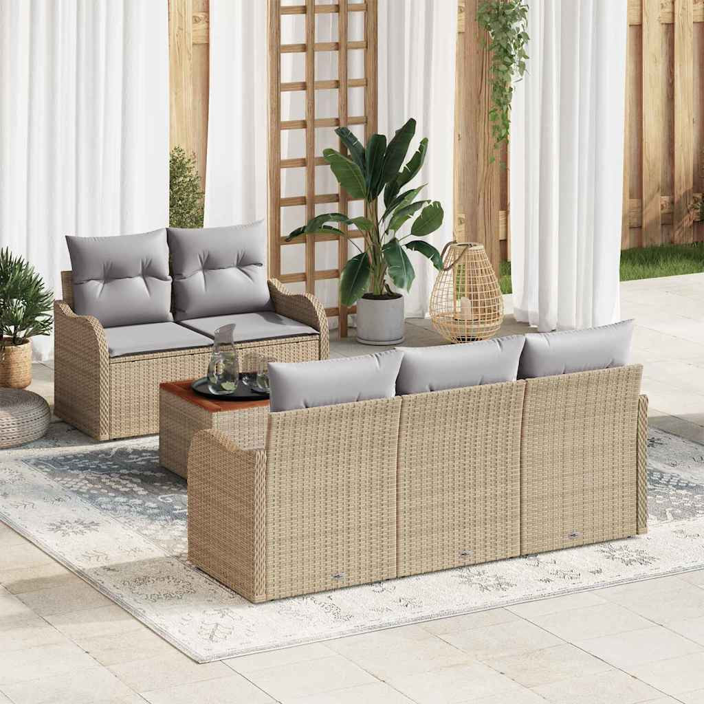 vidaXL Gartensofa-set 6 pcs Beige und Hellgrau Poly-Rattan