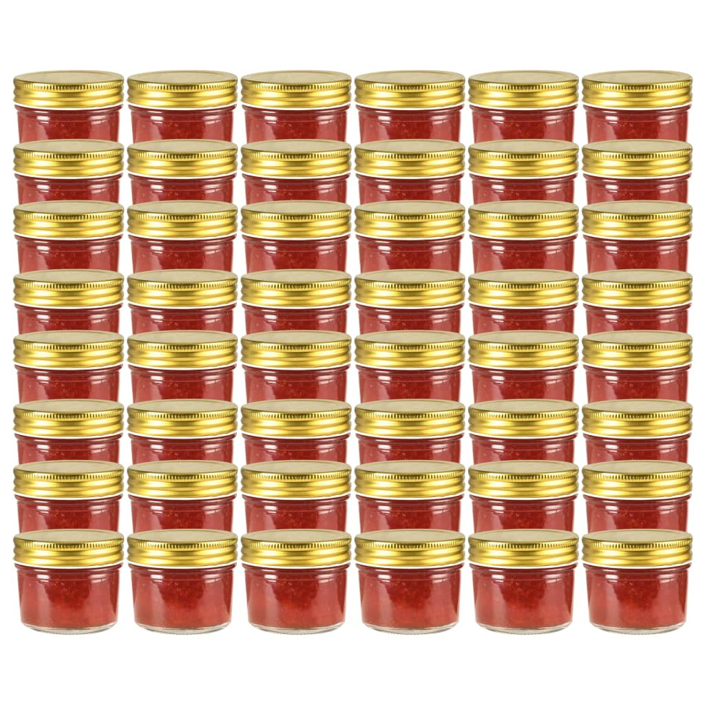 vidaXL Marmeladengläser mit goldenem Deckel 48 Stk. 110 ml