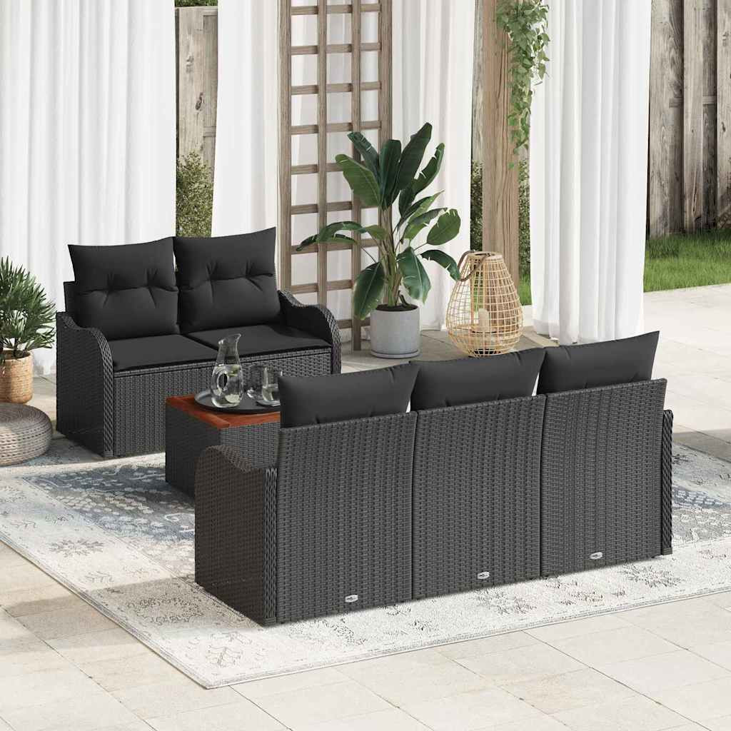 vidaXL Gartensofa-set mit Speicher 6 pcs Schwarz Poly-Rattan