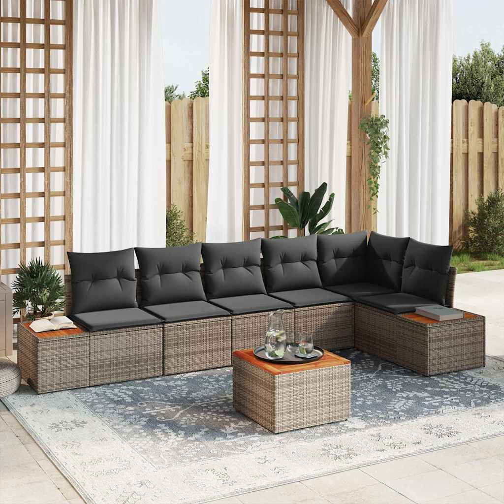 vidaXL Gartensofa-set mit Kissen mit Speicher 6 pcs Grau Polyrattan