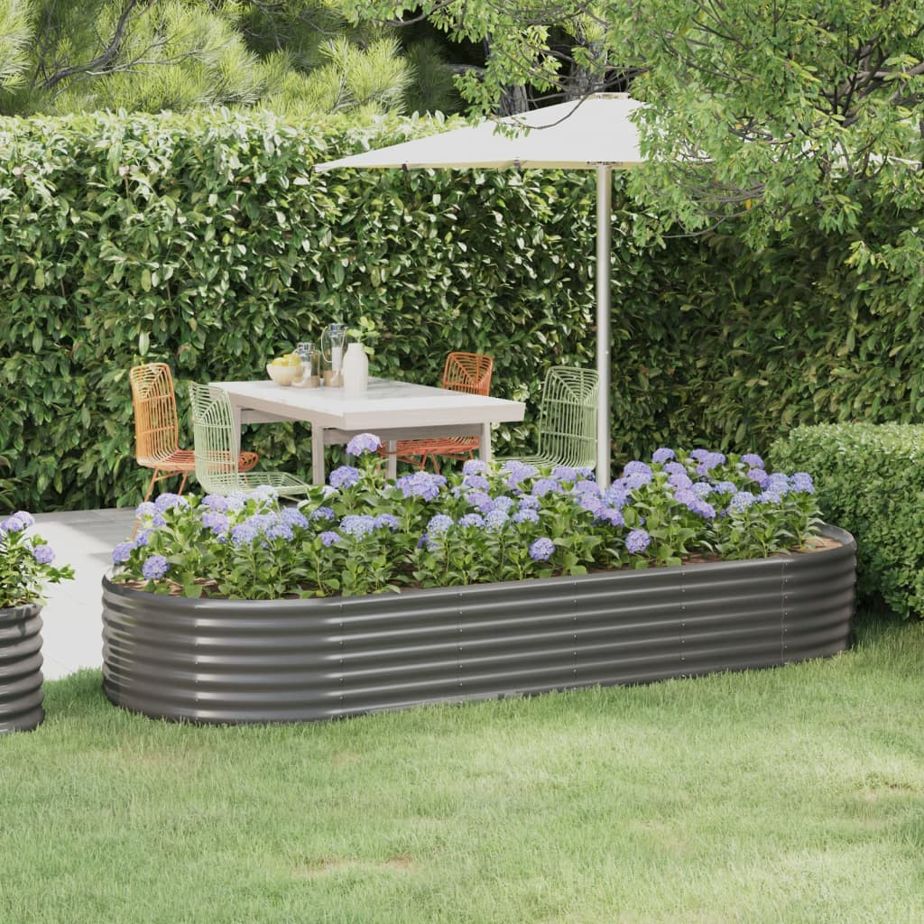 vidaXL Hochbeet Verzinkter Stahl 249x100x36 cm Grau