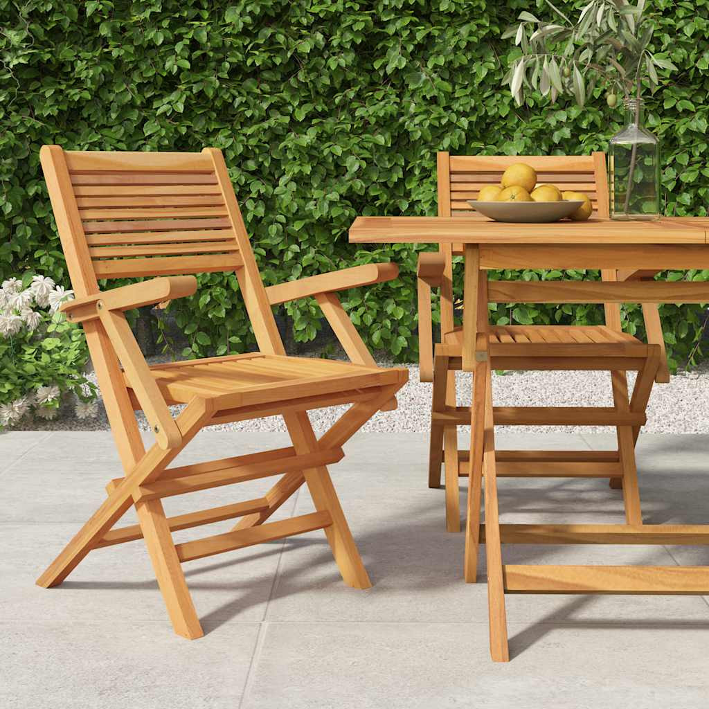 vidaXL Gartenstühle 2 Stk. Klappbar 55x62x90 cm Massivholz Teak