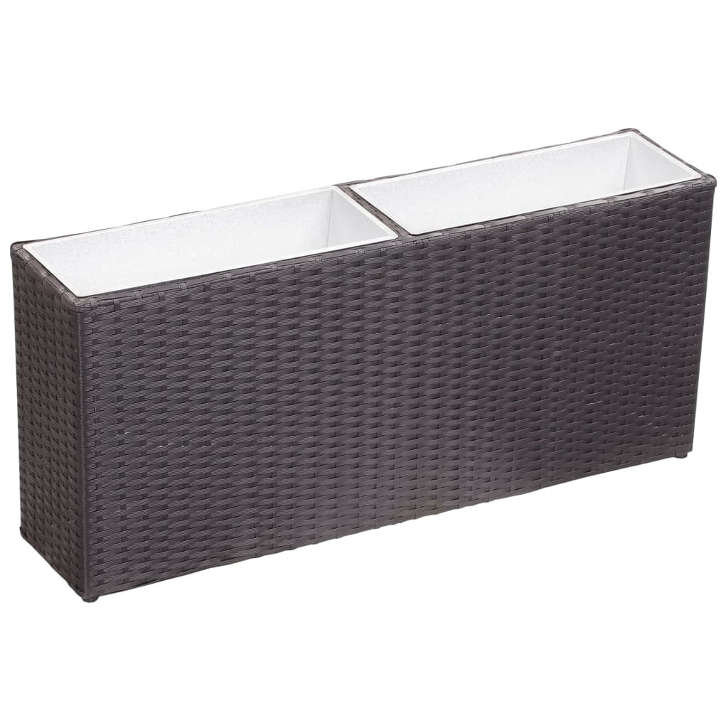vidaXL Garten-Hochbeet mit 2 Töpfen 90x20x40cm Poly Rattan Schwarz