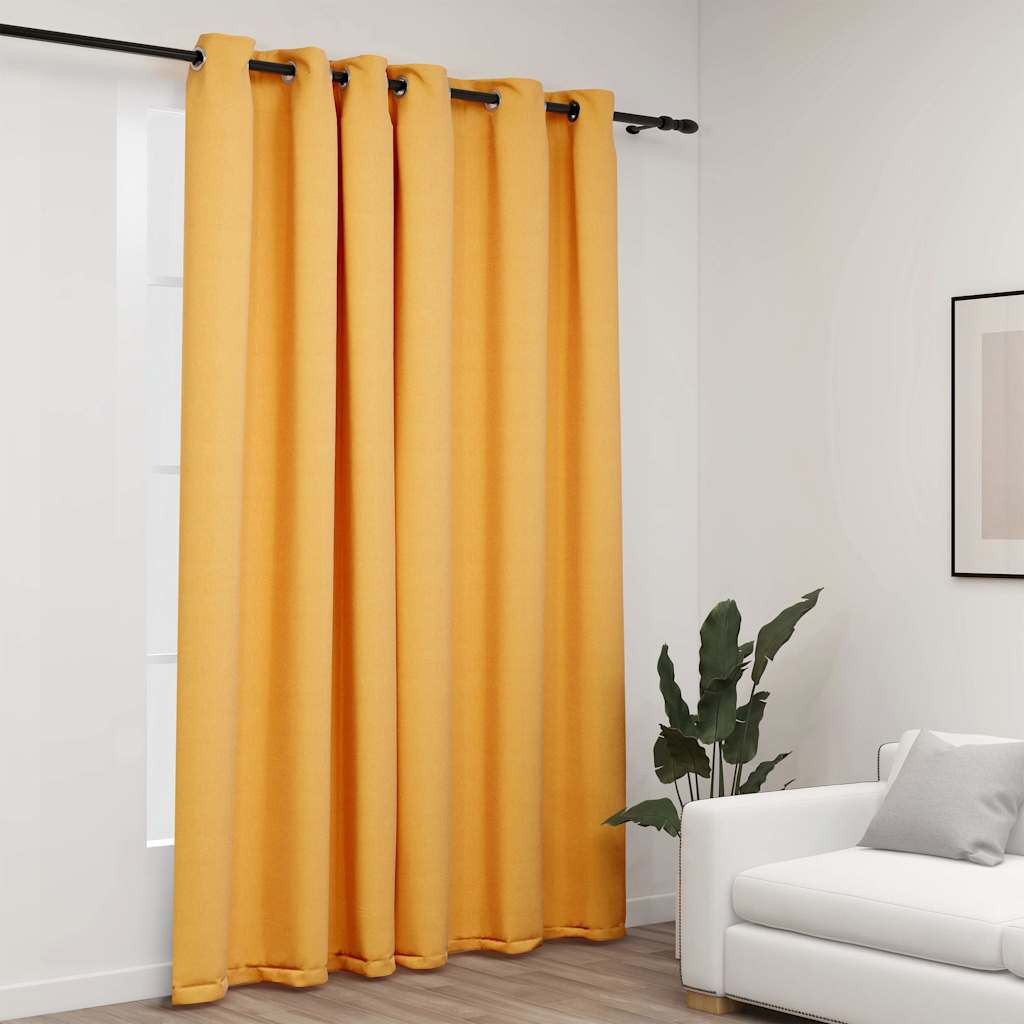 vidaXL Verdunkelungsvorhang mit Ösen Leinenoptik Gelb 290x245 cm