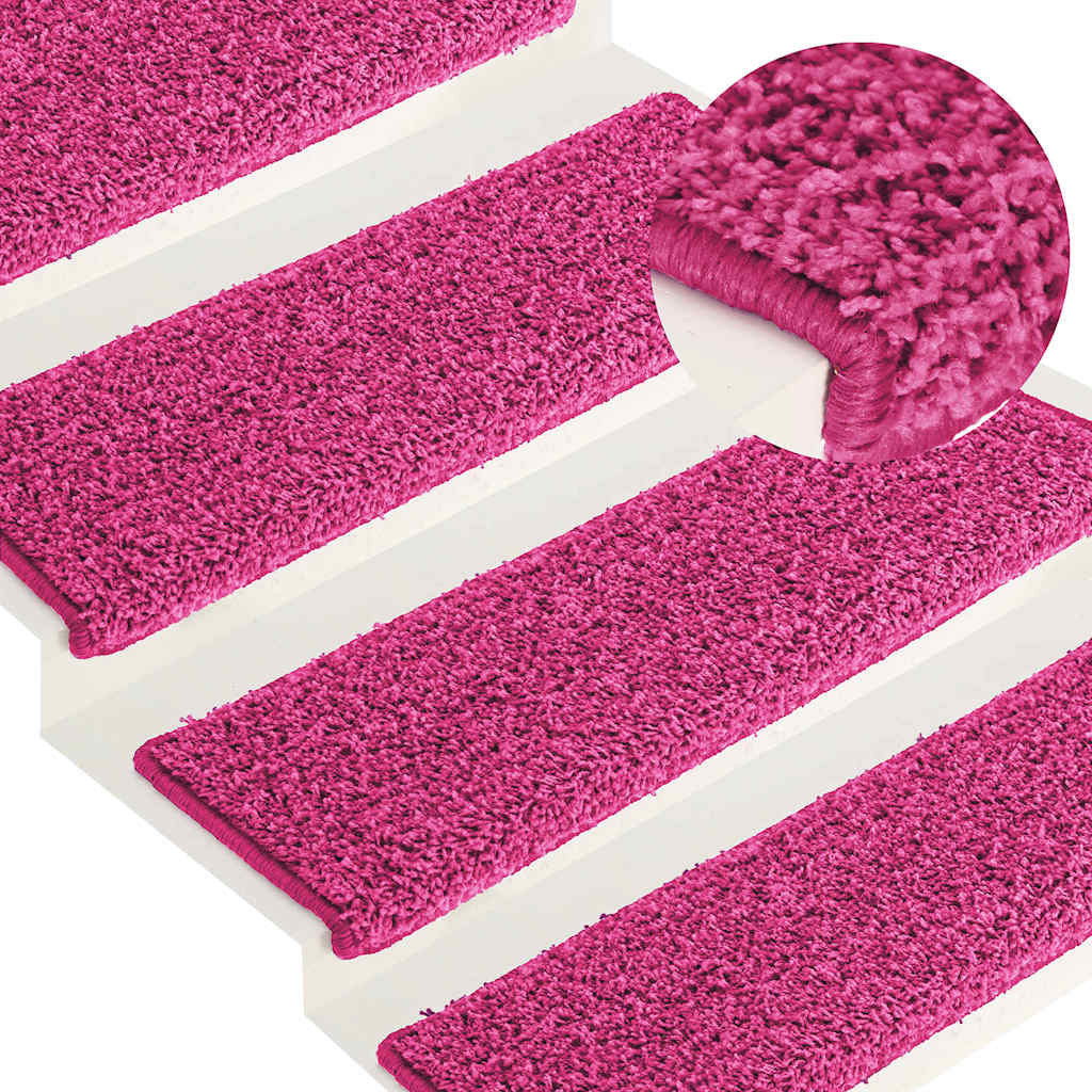 vidaXL Stufenmatten 15 Stk. 65x21x4 cm Rosa Rechteckiger Rand