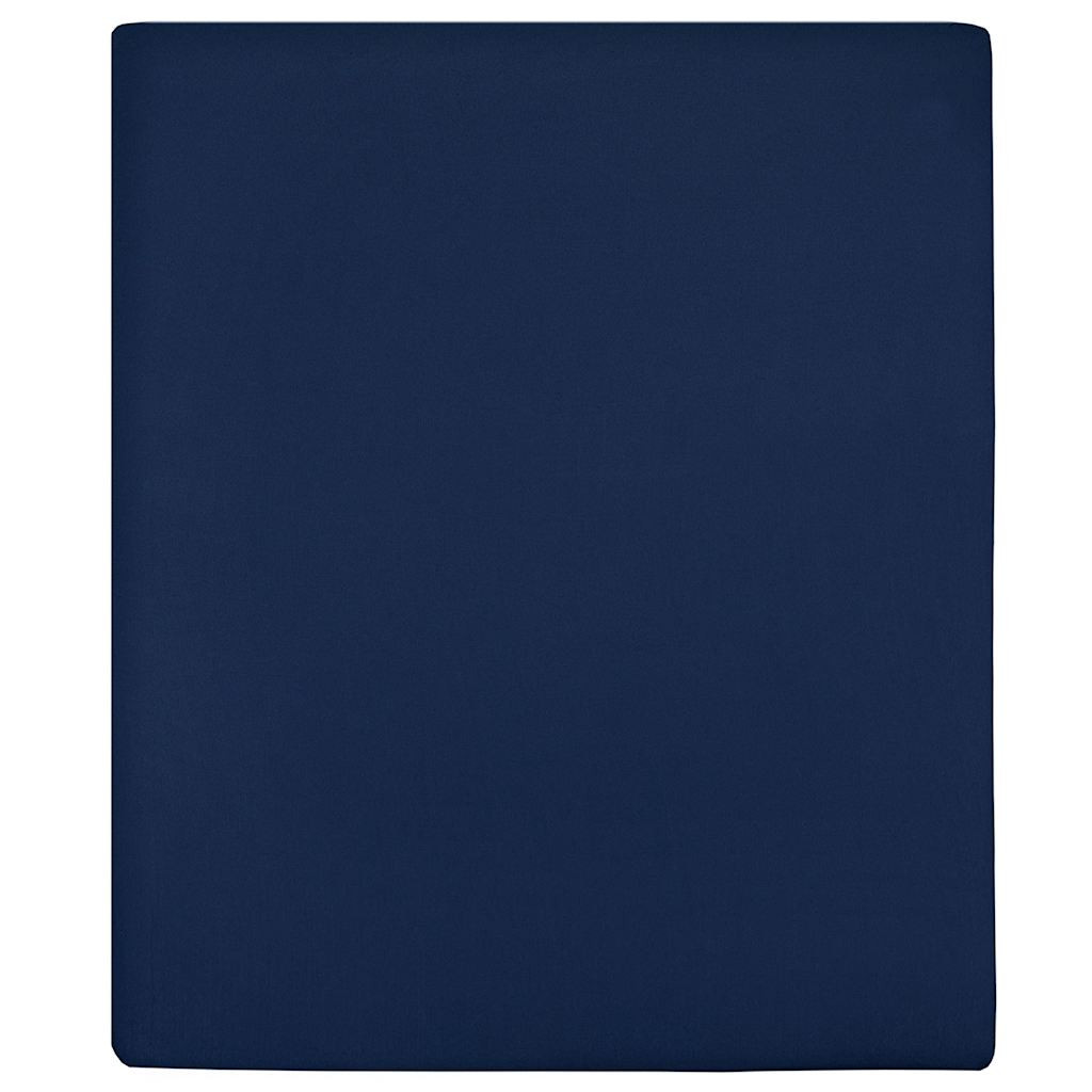 vidaXL Spannbettlaken 2 Stk. Jersey Marineblau 100x200 cm Baumwolle