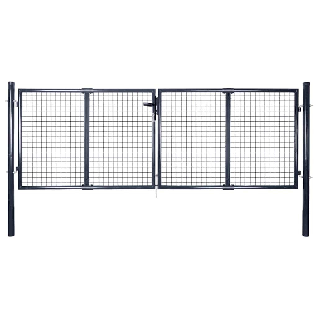 vidaXL Maschen-Gartentor verzinkter Stahl 300 x 100 cm Grau