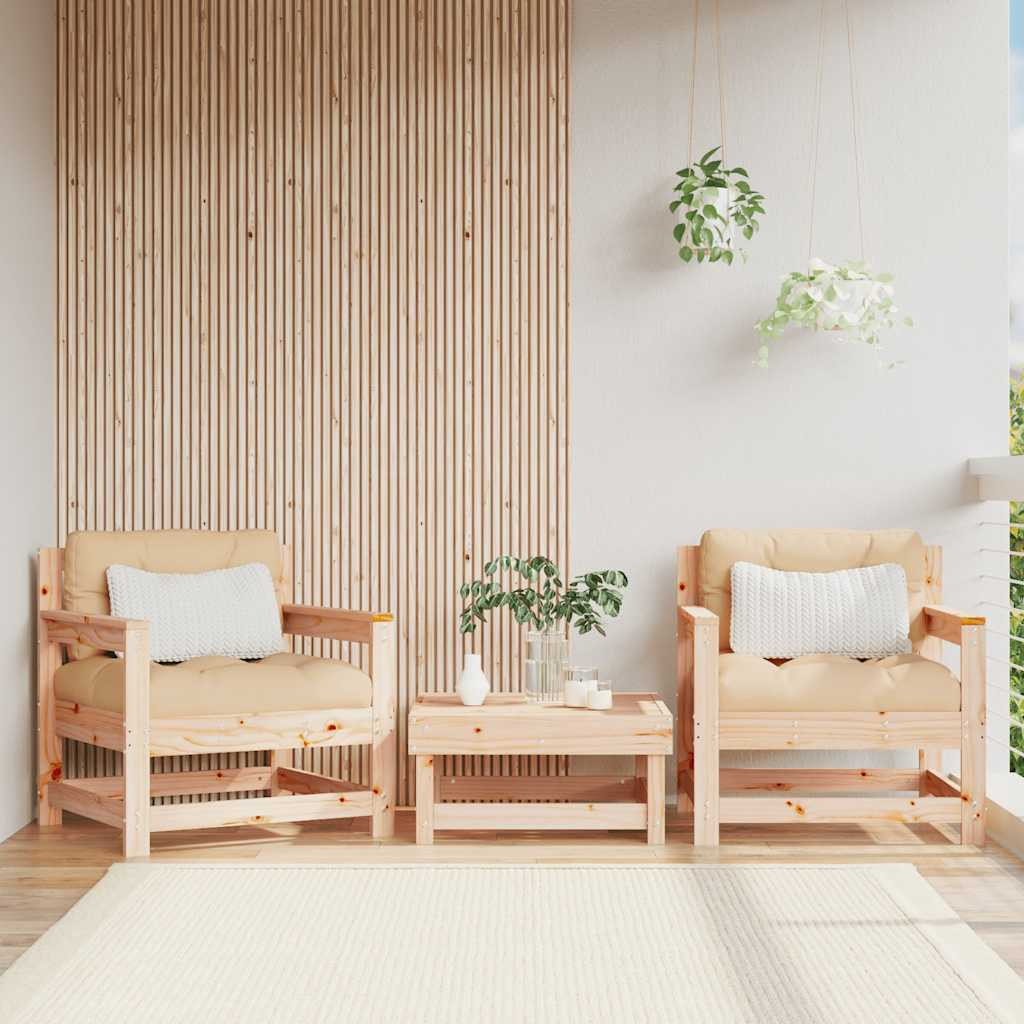 vidaXL Gartenstühle mit Kissen 2 Stk. Massivholz Kiefer
