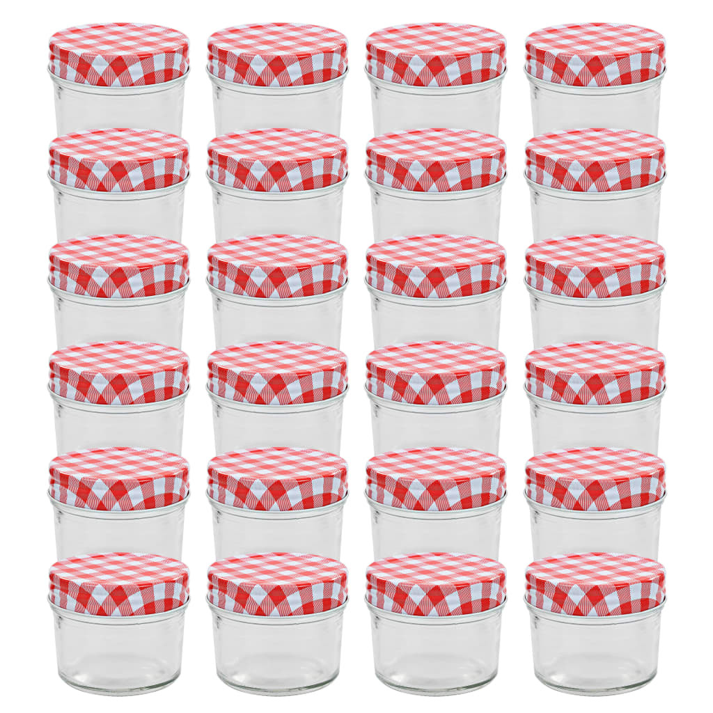 vidaXL Marmeladengläser mit Weißen/Roten Deckeln 24 Stk. 110 ml