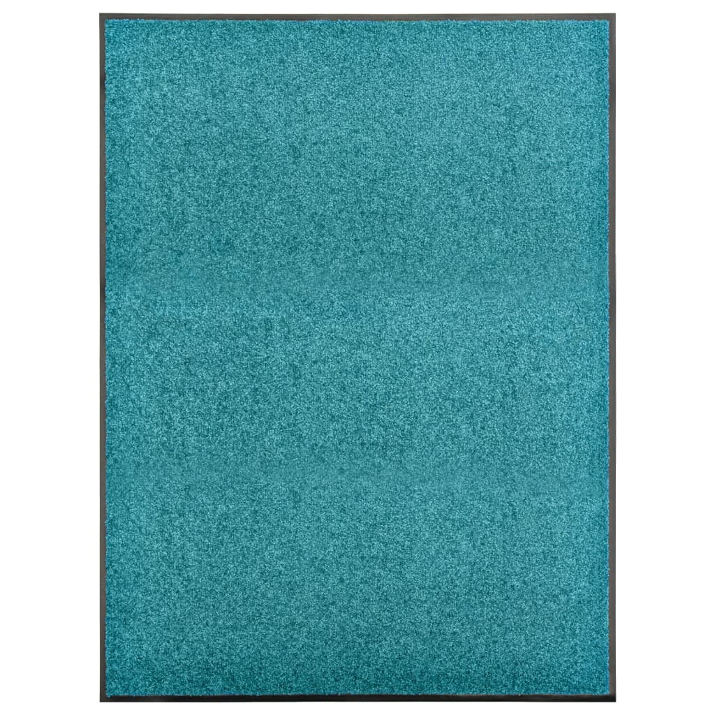 vidaXL Fußmatte Waschbar Cyan 90x120 cm