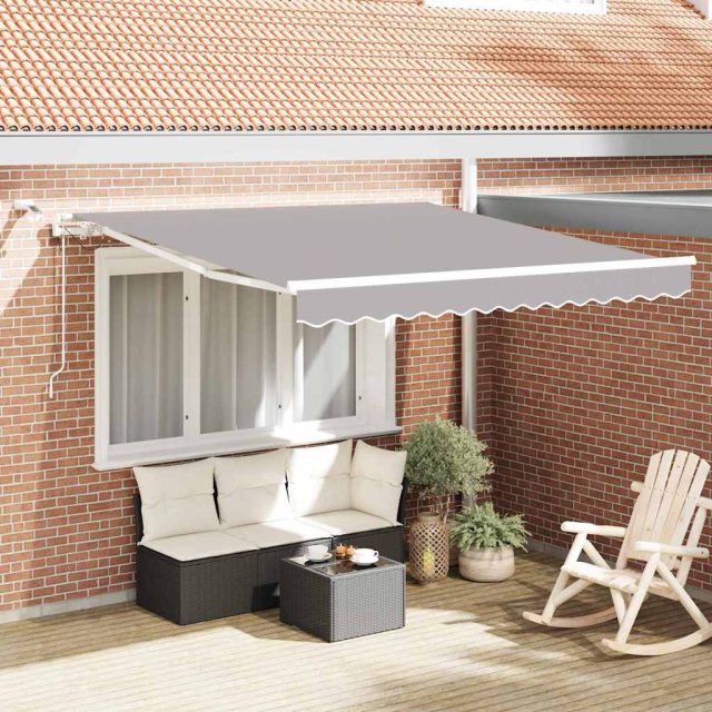 vidaXL Ausziehbare Markise Hellgrau 300 x 250 cm Polyester
