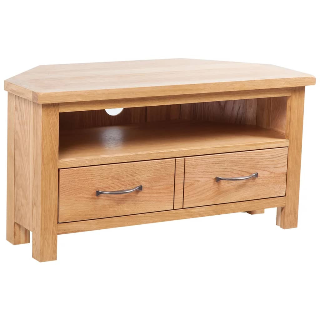 vidaXL TV-Schrank mit Schublade 88x42x46 cm Massivholz Eiche