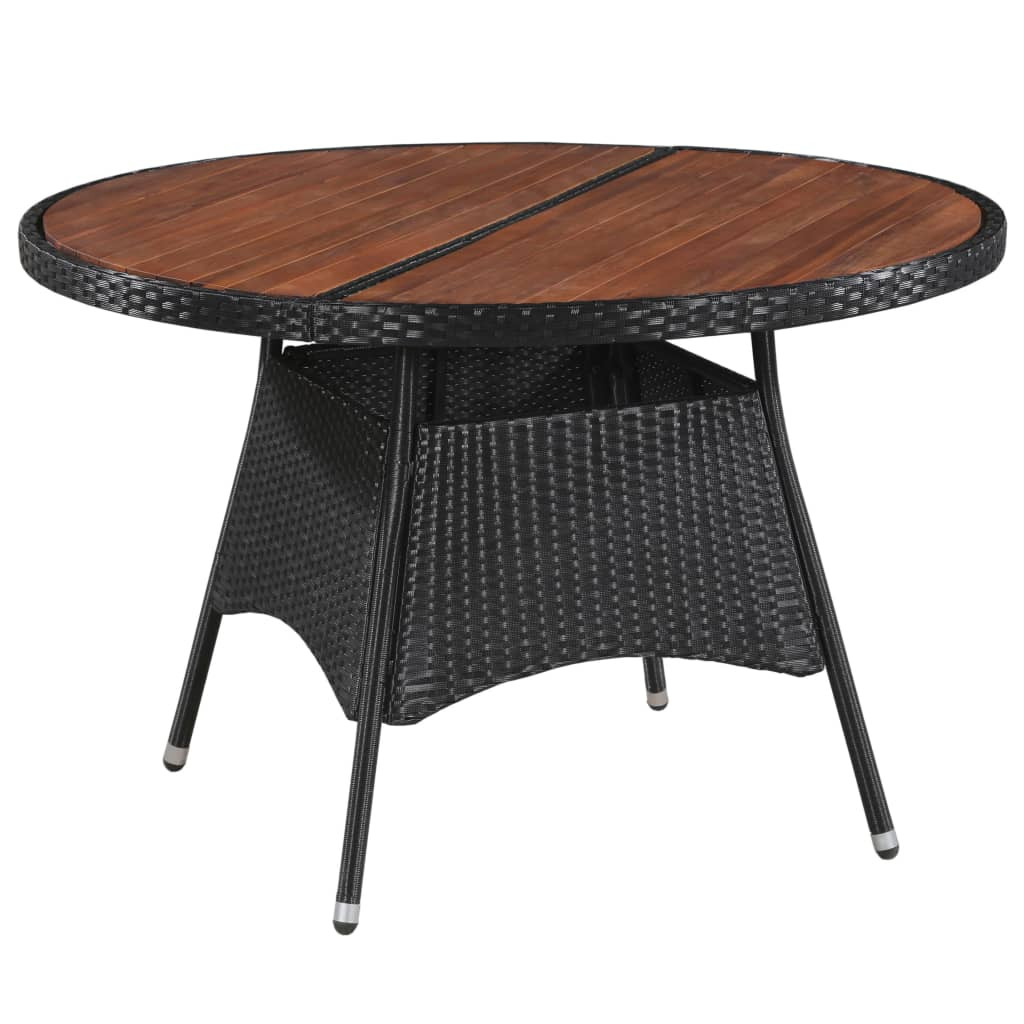 vidaXL Gartentisch 115x74 cm Poly Rattan und Massivholz Akazie