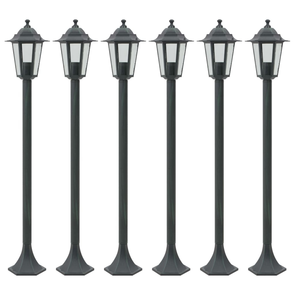 vidaXL Garten-Pollerleuchte 6 Stk. E27 110 cm Aluminium Dunkelgrün