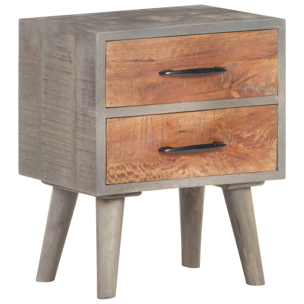 vidaXL Nachttisch Grau 40x30x50 cm Raues Mango-Massivholz