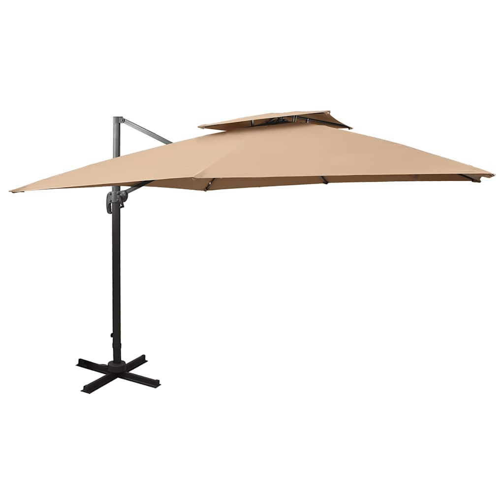 vidaXL Ampelschirm mit Doppeldach 300 x 300 cm Taupe