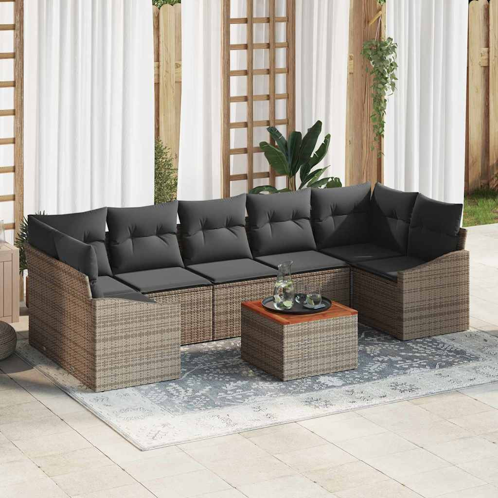 vidaXL Gartensofa-set mit Speicher 8 pcs Grau Poly-Rattan