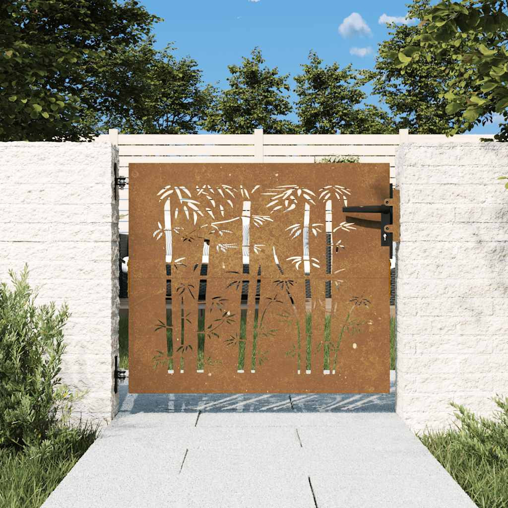 vidaXL Gartentor 85x75 cm Cortenstahl Bambus-Design
