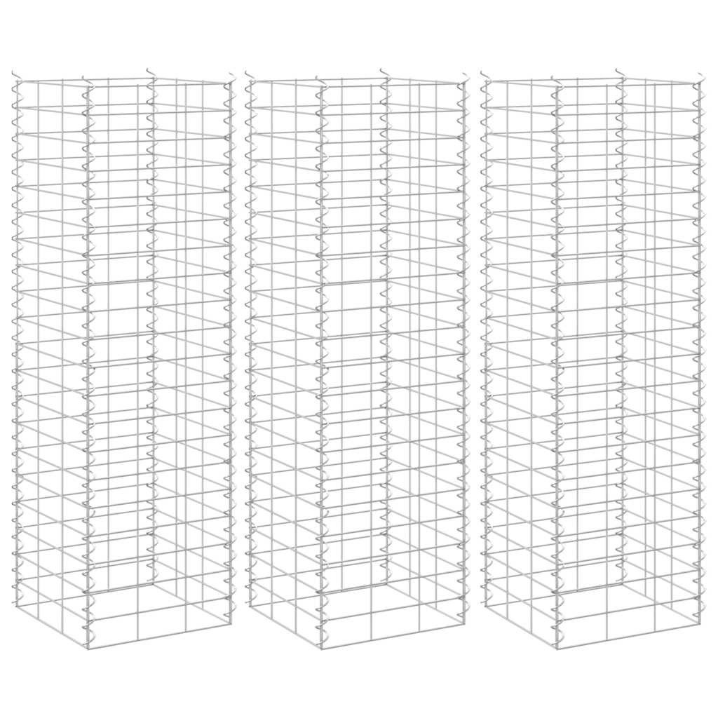 vidaXL Gabionen-Hochbeete 3 Stk. 30x30x100 cm Eisen