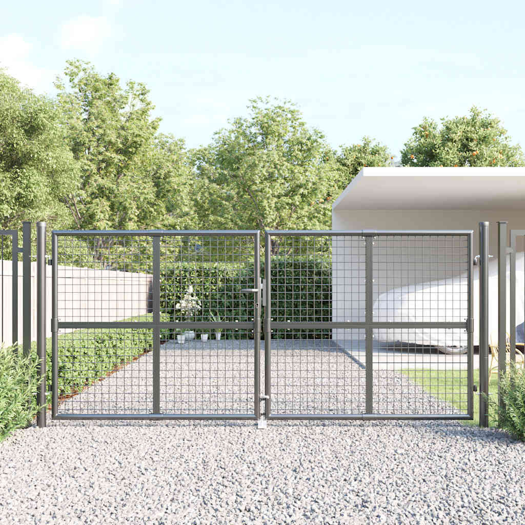 vidaXL Maschen-Gartentor Anthrazit 300x125 cm Verzinkter Stahl