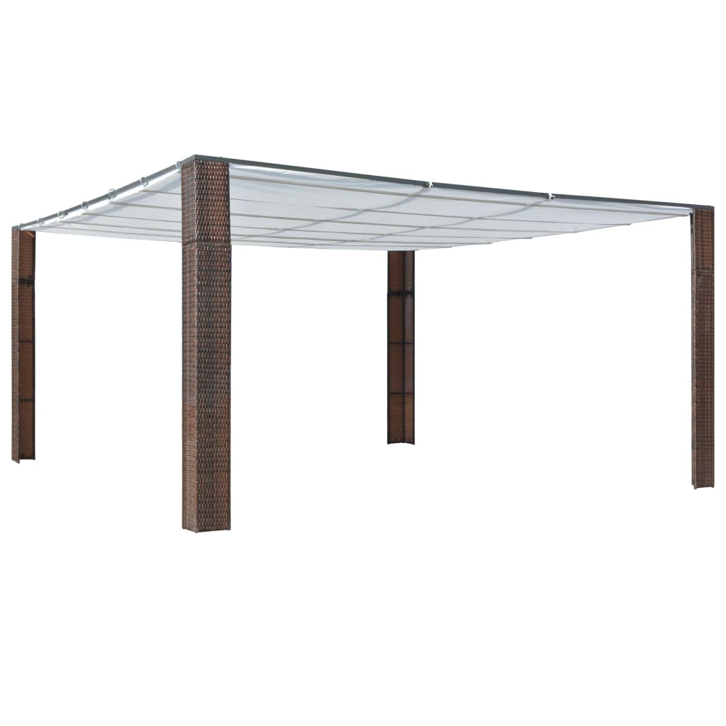 vidaXL Pavillon mit Dach Poly Rattan 400x400x200 cm Braun und Creme