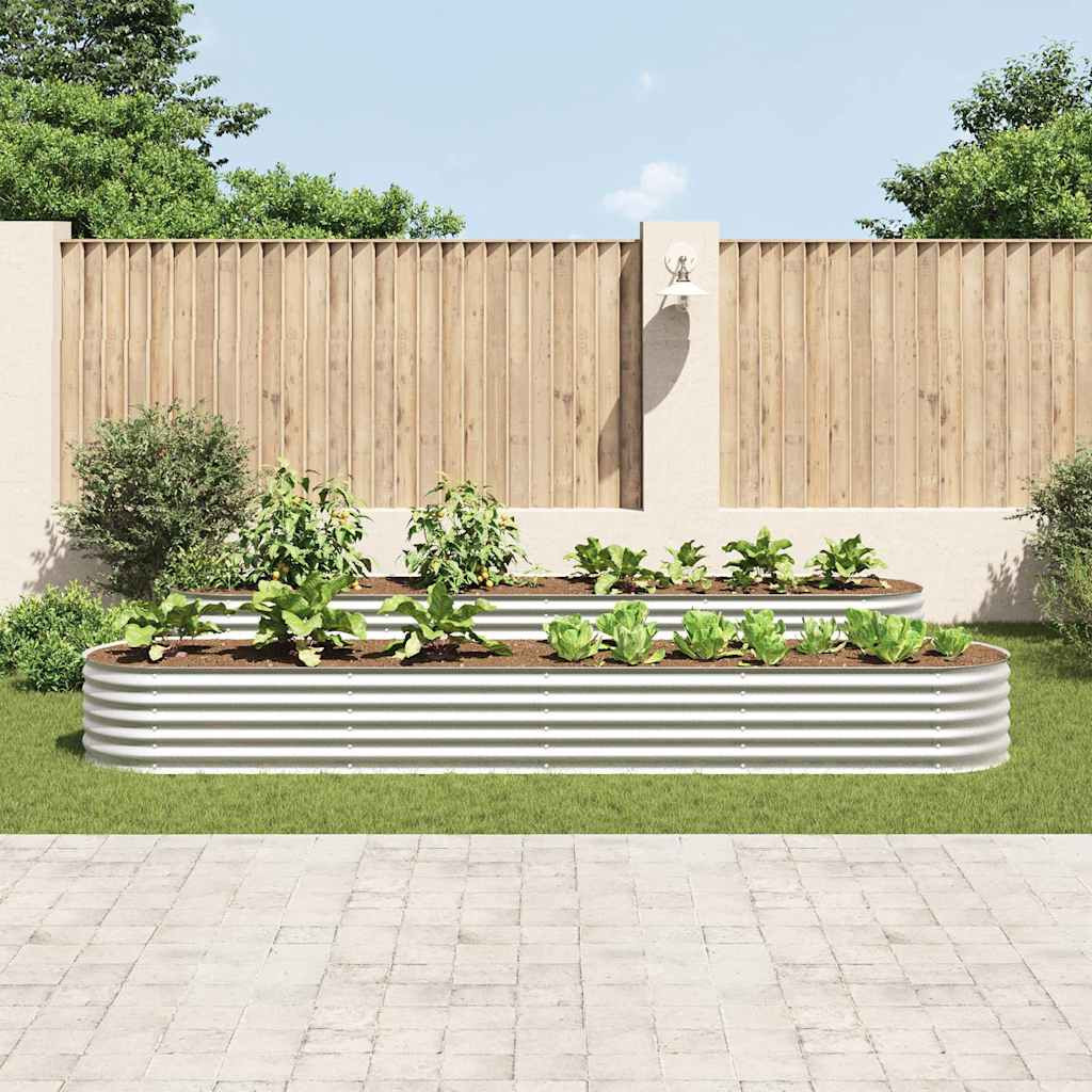 vidaXL Garten-Hochbeet 400 x 80 x 44 cm Verzinkter Stahl Silbern