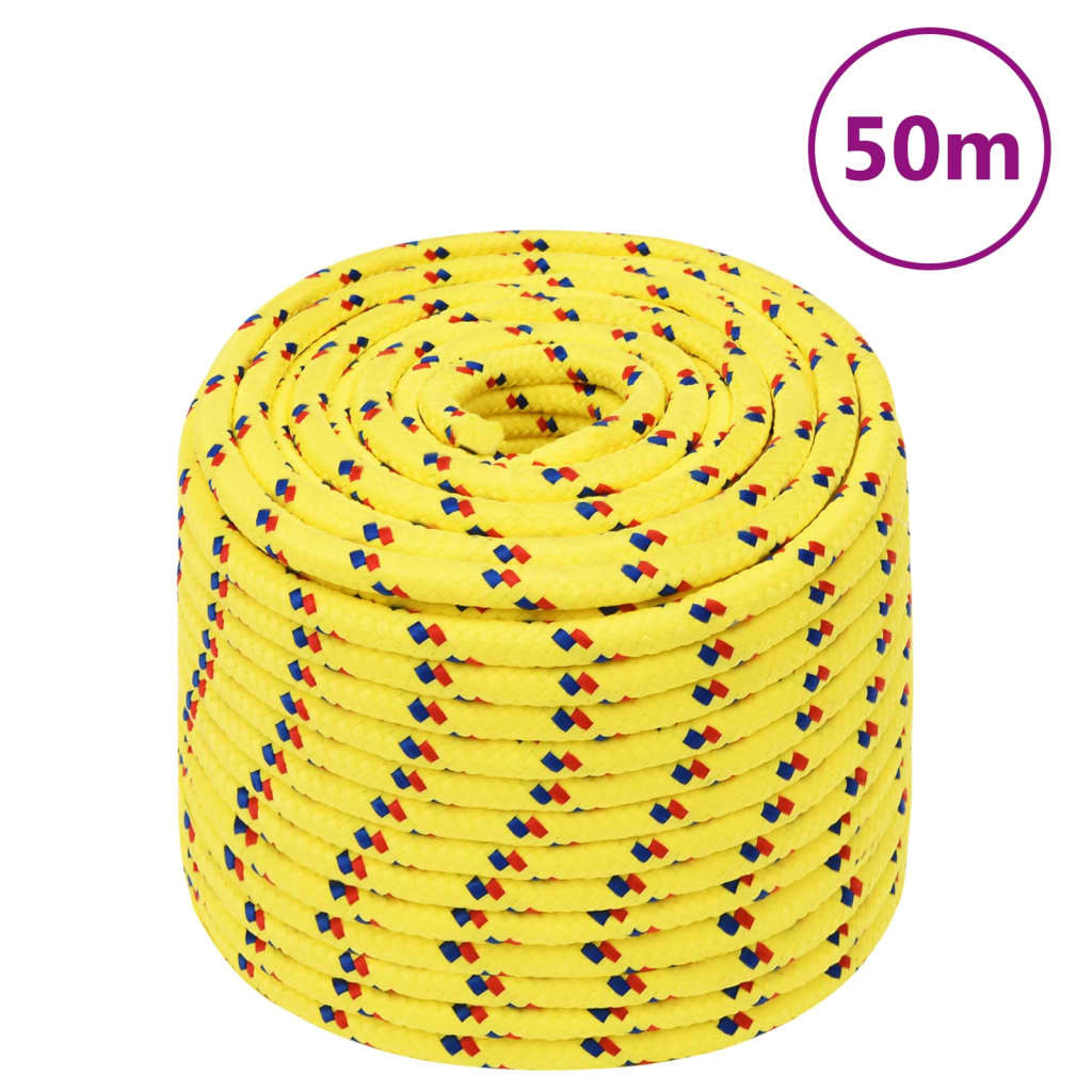 vidaXL Bootsseil Gelb 14 mm 50 m Polypropylen
