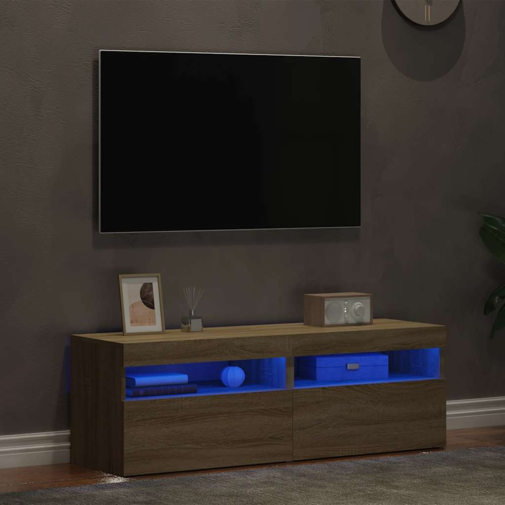 vidaXL TV-Schränke LED-Leuchten 2 Stk. Sonoma-Eiche 60x35x40 cm