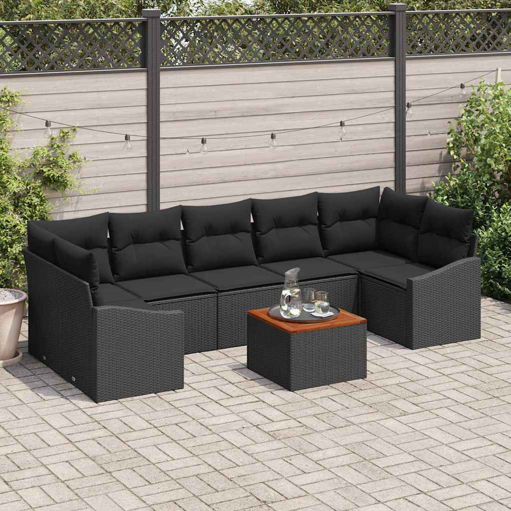 vidaXL Gartensofa-set mit Speicher 8 pcs Schwarz Poly-Rattan