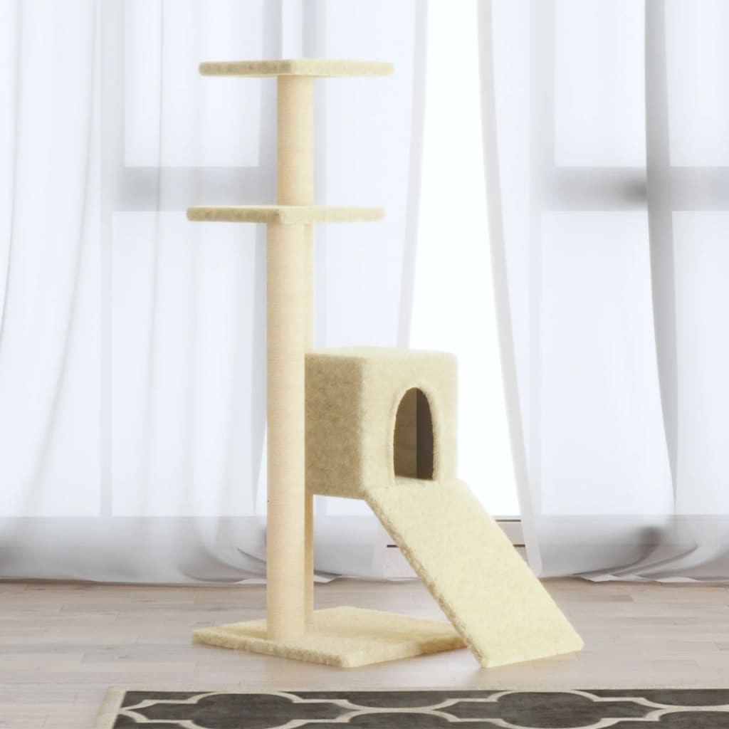 vidaXL Kratzbaum mit Sisal-Kratzsäulen Creme 92 cm