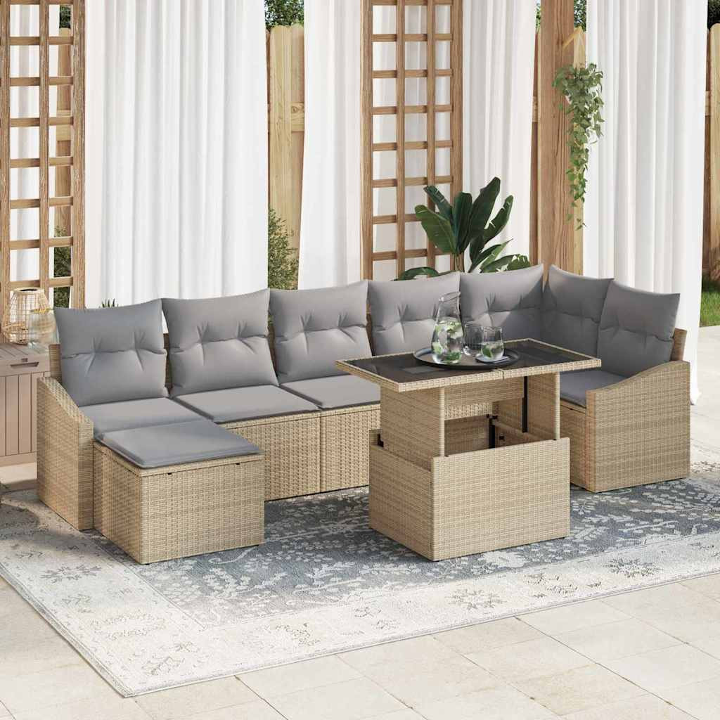 vidaXL Garten-Sofa-Set mit Kissen 8 pcs Beige und Hellgrau