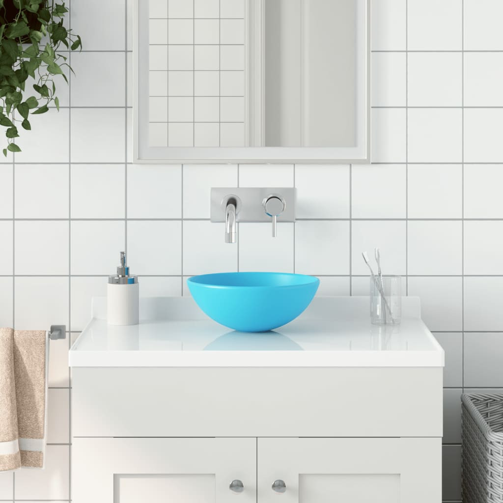 vidaXL Waschbecken Keramik Hellgrün Rund