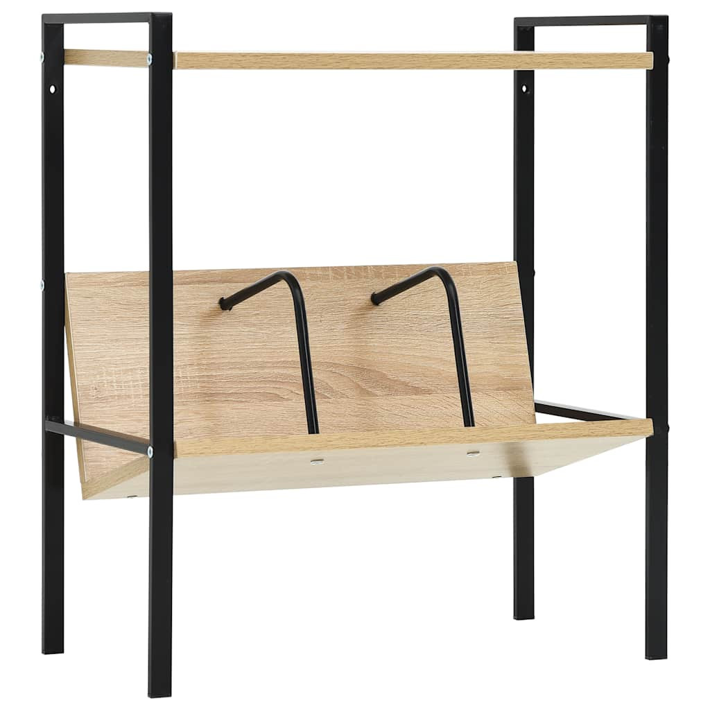 vidaXL Bücherregal 2 Regalböden Schwarz Eiche 52x28x59cm Holzwerkstoff