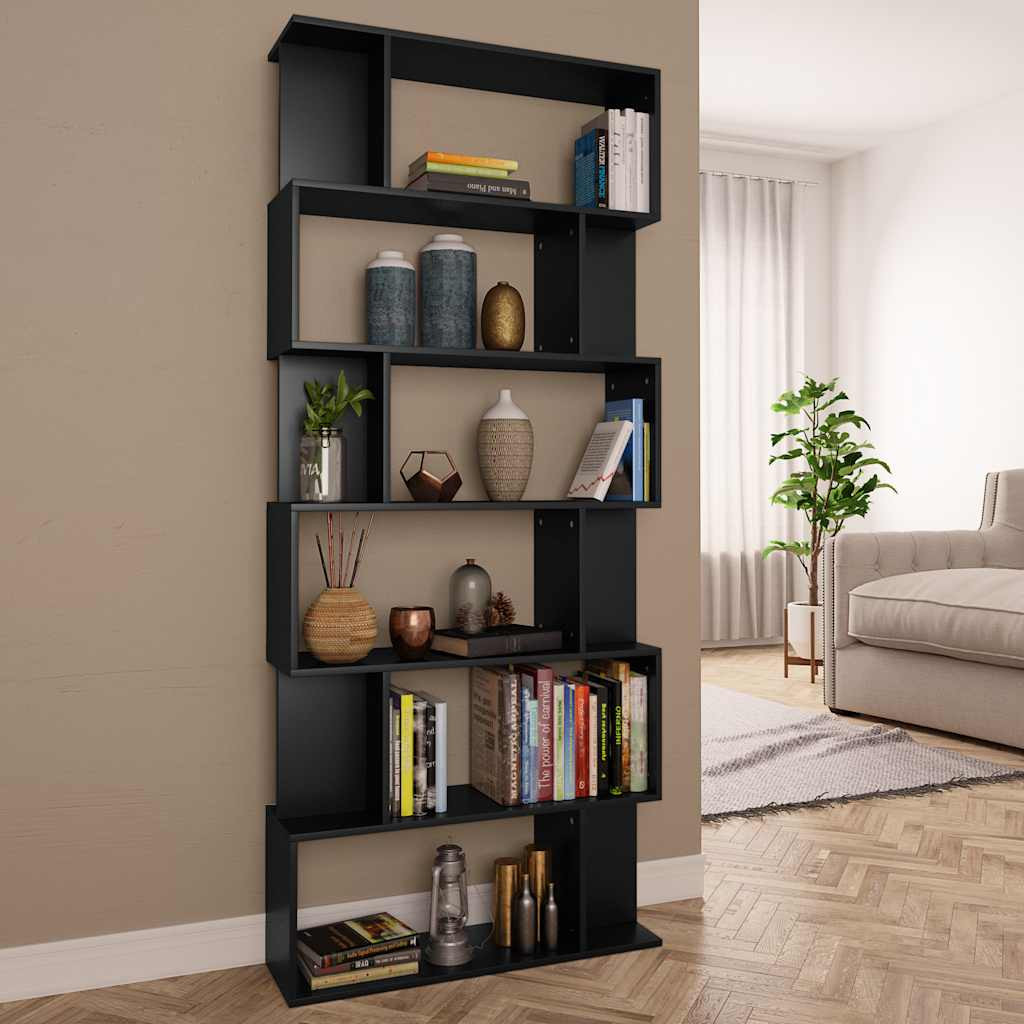 vidaXL Bücherregal/Raumteiler Schwarz 80x24x192 cm Holzwerkstoff