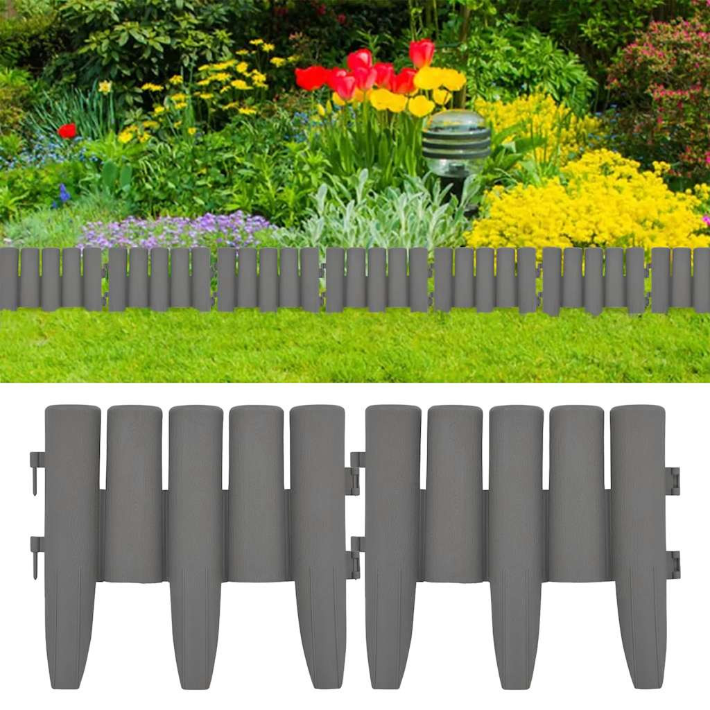vidaXL Rasenkanten 36 Stk. Grau 10 m PP