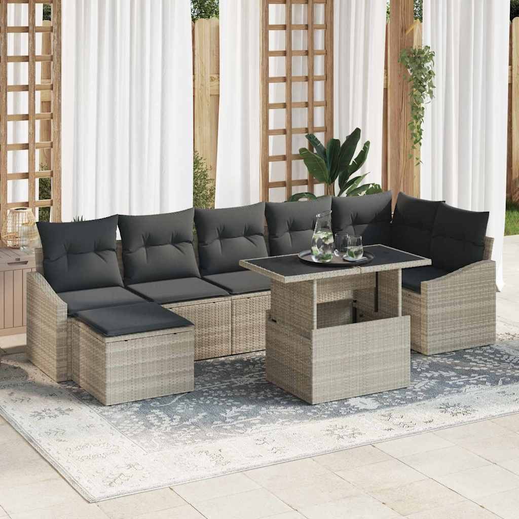 vidaXL Garten-Sofa-Set mit Kissen 8 pcs Hellgrau und Dunkelgrau