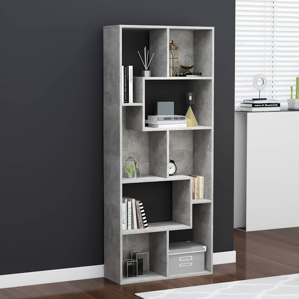 vidaXL Bücherregal Betongrau 67x24x161 cm Holzwerkstoff