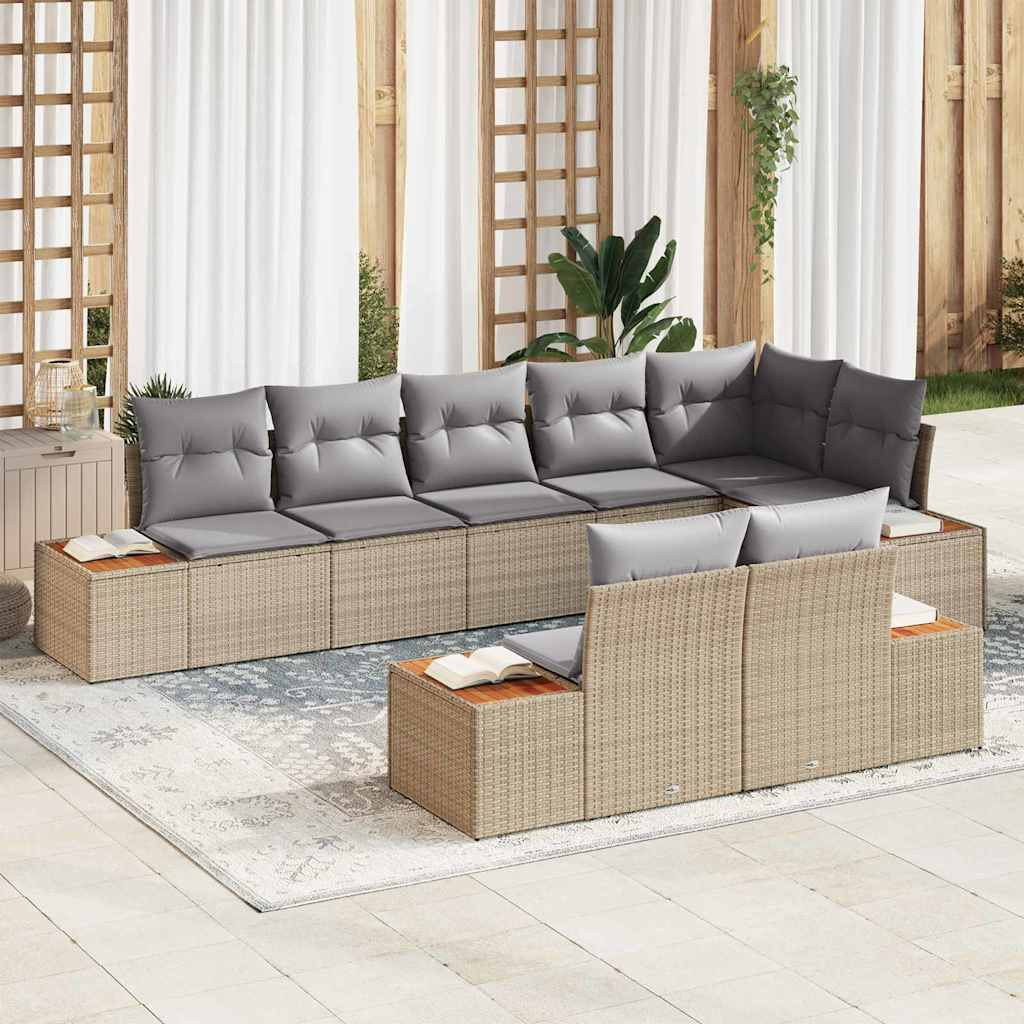 vidaXL Gartensofa-set mit Kissen 8 pcs Beige und Hellgrau Polyrattan