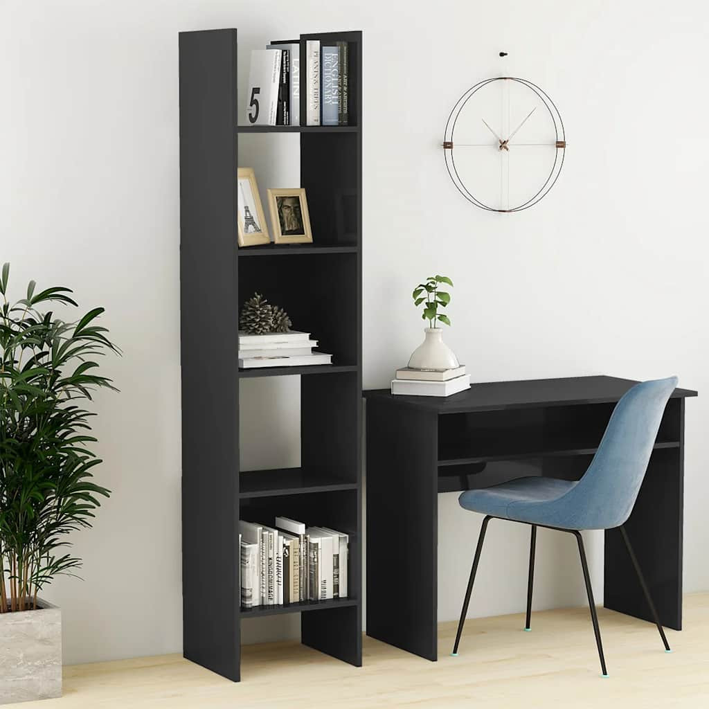 vidaXL Bücherregal Hochglanz-Grau 40x35x180 cm Holzwerkstoff
