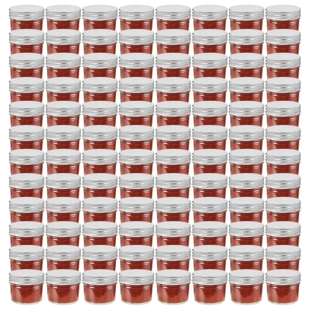 vidaXL Marmeladengläser mit Silbernen Deckeln 96 Stk. 110 ml