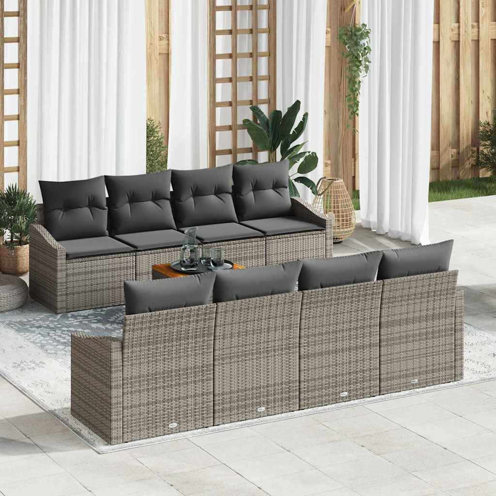 vidaXL Gartensofa-set mit Speicher 9 pcs Grau Poly-Rattan
