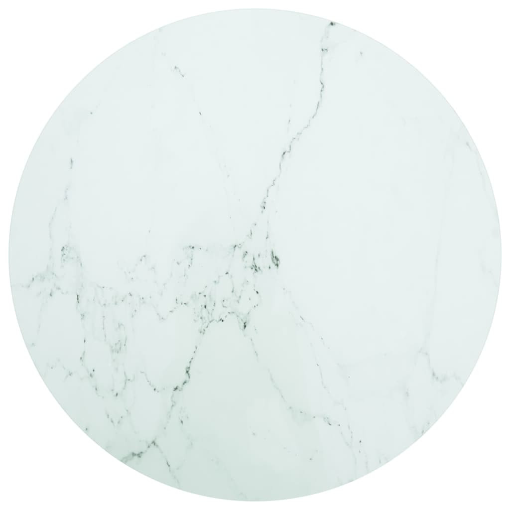 vidaXL Tischplatte Weiß Ø80x1 cm Hartglas in Marmoroptik