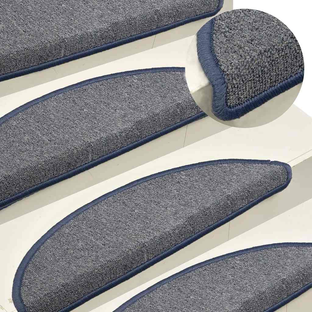vidaXL Stufenmatten 15 Stk. 56x17x3 cm Hellgrau und Blau Halbrund