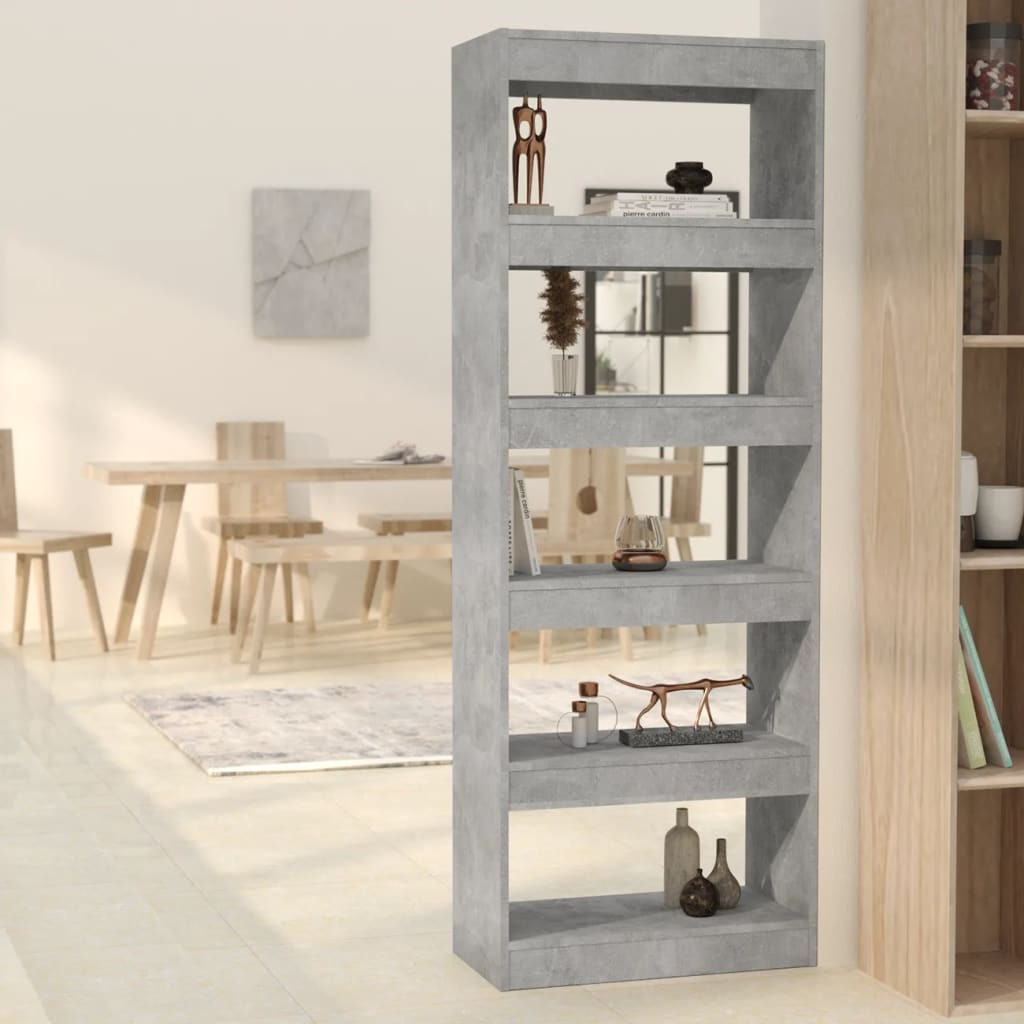 vidaXL Bücherregal/Raumteiler Betongrau 60x30x166 cm Holzwerkstoff