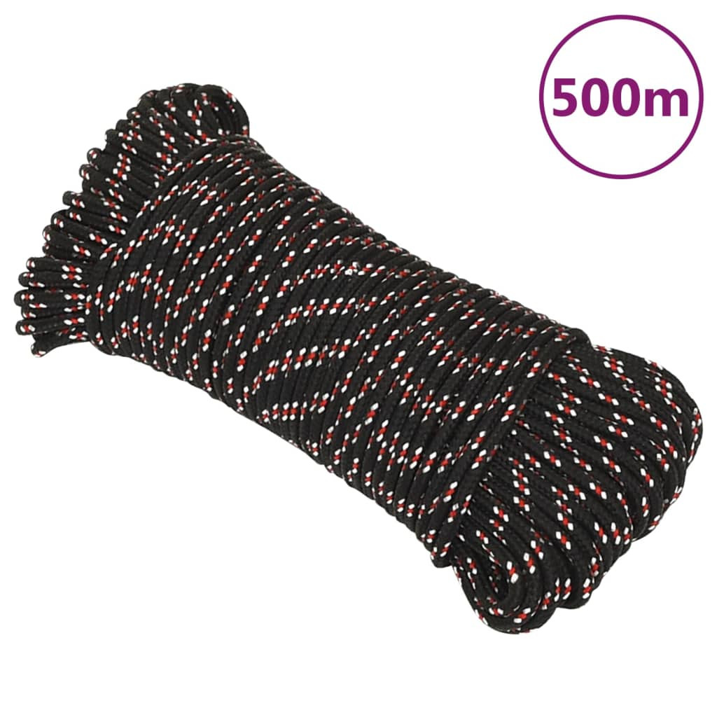 vidaXL Bootsseil Schwarz 4 mm 500 m Polypropylen