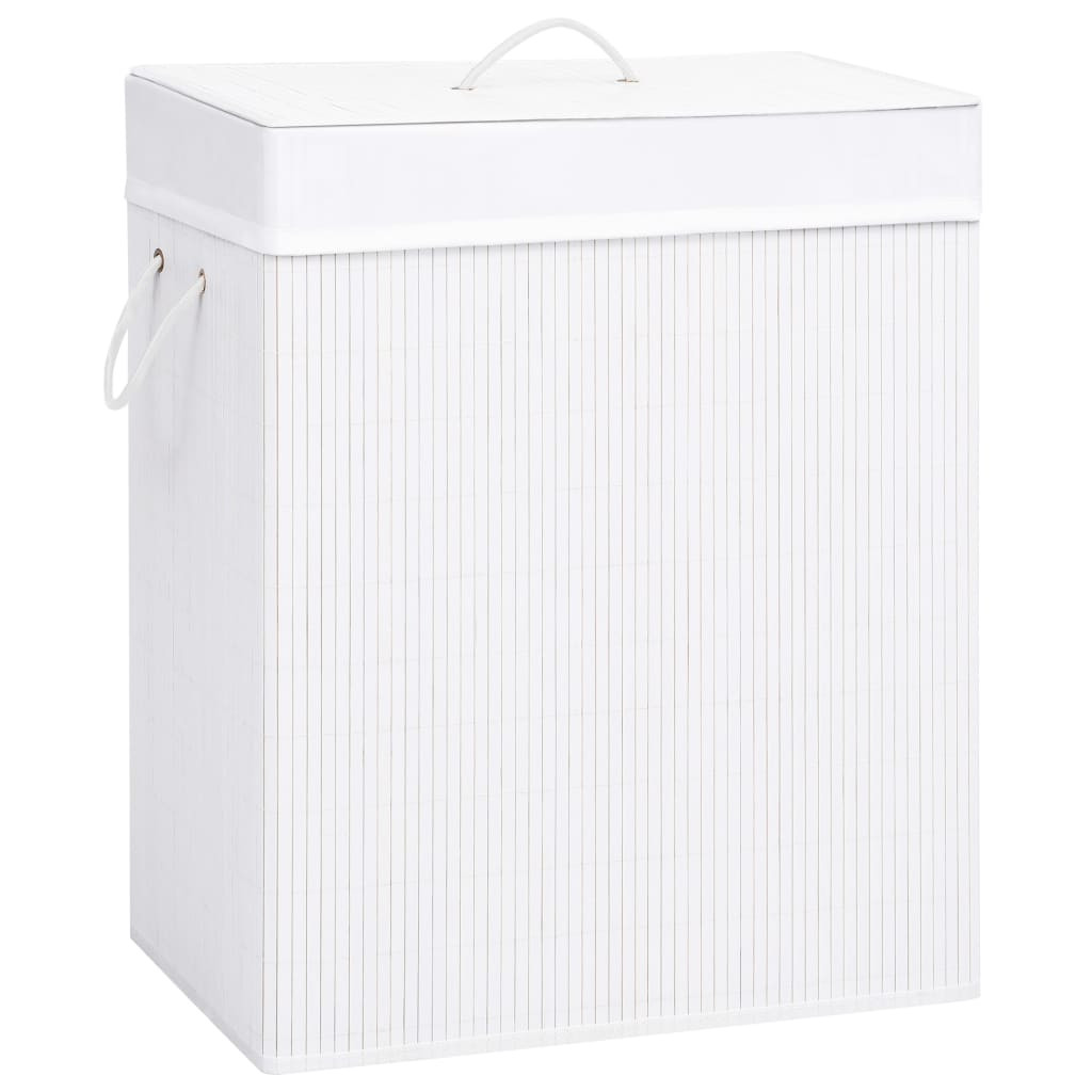 vidaXL Bambus-Wäschekorb mit 2 Fächern Weiß 100 L