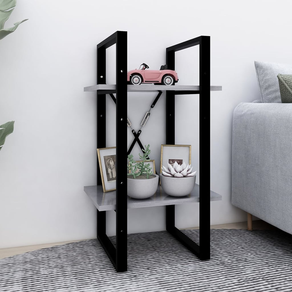 vidaXL Bücherregal 2 Fächer Betongrau 40x30x70 cm Holzwerkstoff